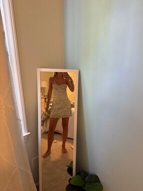 Princess Polly Floral Strapless Mini Dress in Light Green